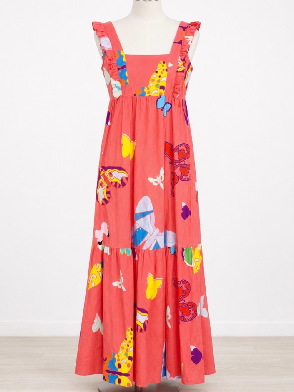 Sheridan French Kelly Maxi Dress Pink Butterfly Print XS